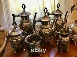 Ensemble De Collection De 7 Meriden B. Co. Silverplate Tea Coffee Service Oiseaux Victorian