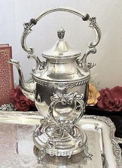 Ensemble De Thé Plaqué Argent Vintage Tilting Tea Pot Ornate Rogers Plateau De Service 5 Pc