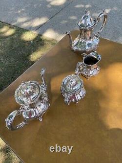 Ensemble à thé Vintage de 4 pièces en argent de Birmingham Silver Co. NY en argent sur cuivre argenté