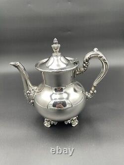 Ensemble à thé Vintage en métal argenté Towle de 4 pièces, plateau, théière, sucrier, sac de rangement.