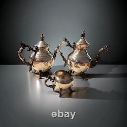 Ensemble à thé orné sur pied en argent plaqué F B Rogers de 1960 de style vintage