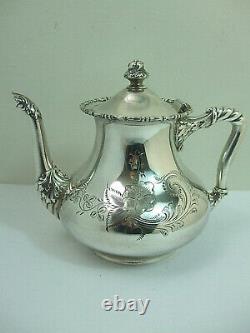 Ensemble de 4 pièces de café thé en argent quadruple Barbour Antique Silver Co Pat #2420
