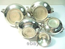 Ensemble de 4 pièces de café thé en argent quadruple Barbour Antique Silver Co Pat #2420