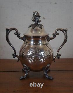 Ensemble de 4 pièces de pichet à thé et à café vintage en argent plaqué Sheridan avec motif floral gravé à la main