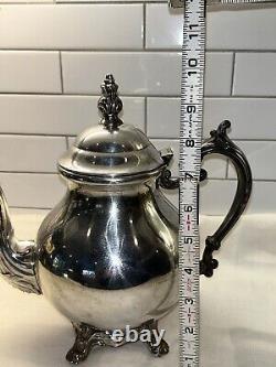 Ensemble de 5 pièces de café et de thé Vintage FB Rogers Silver Co avec plateau sur pieds 1982