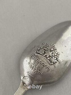 Ensemble de 6 cuillères à thé en argent sterling avec dos illustré c1770 Elizabeth Tookey LONDRES