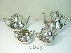 Ensemble de café et de thé Antique Barbour Silver Co 4 pièces Plaque d'argent quadruple Pat #2420