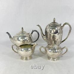 Ensemble de café et de thé en argent en plaque Oneida Maybrook, 4 pièces de style vintage