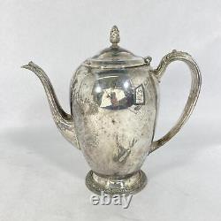 Ensemble de café et de thé en argent en plaque Oneida Maybrook, 4 pièces de style vintage