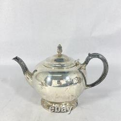 Ensemble de café et de thé en argent en plaque Oneida Maybrook, 4 pièces de style vintage