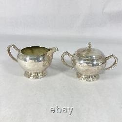 Ensemble de café et de thé en argent en plaque Oneida Maybrook, 4 pièces de style vintage