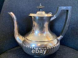 Ensemble de café et thé Sheffield à côtes vintage en plaqué argent, 4 pièces, Angleterre EPNS