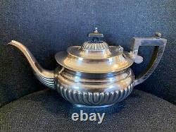 Ensemble de café et thé Sheffield à côtes vintage en plaqué argent, 4 pièces, Angleterre EPNS