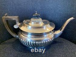 Ensemble de café et thé Sheffield à côtes vintage en plaqué argent, 4 pièces, Angleterre EPNS