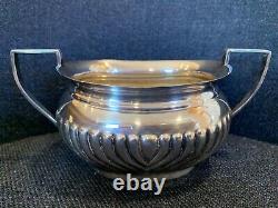 Ensemble de café et thé Sheffield à côtes vintage en plaqué argent, 4 pièces, Angleterre EPNS