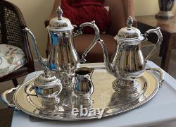 Ensemble de café et thé en argent plaqué Vintage ONEIDA Royal Provincial, 5 pièces et plateau Rare.