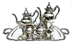 Ensemble de café et thé en argent plaqué Vintage ONEIDA Royal Provincial 5 pièces et plateau Rare