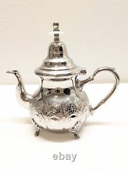 Ensemble de café, thé, sucre et crème en argent marocain vintage antique