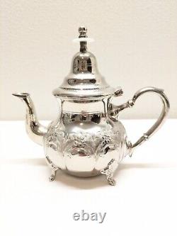 Ensemble de café, thé, sucre et crème en argent marocain vintage antique