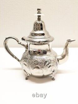 Ensemble de café, thé, sucre et crème en argent marocain vintage antique