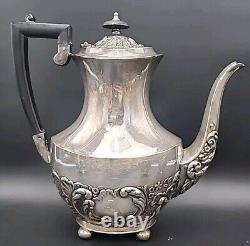 Ensemble de cafetière/théière en argent Sheffield VTG avec monogramme A, Angleterre