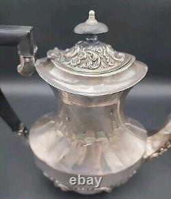 Ensemble de cafetière/théière en argent Sheffield VTG avec monogramme A, Angleterre