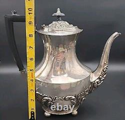 Ensemble de cafetière/théière en argent Sheffield VTG avec monogramme A, Angleterre