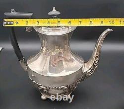 Ensemble de cafetière/théière en argent Sheffield VTG avec monogramme A, Angleterre