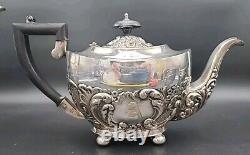 Ensemble de cafetière/théière en argent Sheffield VTG avec monogramme A, Angleterre