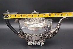 Ensemble de cafetière/théière en argent Sheffield VTG avec monogramme A, Angleterre