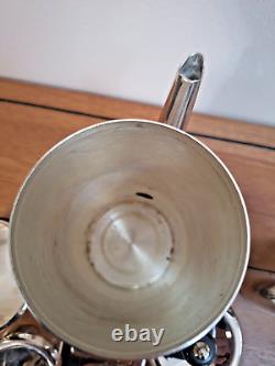 Ensemble de cafetière / théière en ligne géométrique en argent plaqué de style Art Déco MCM vintage