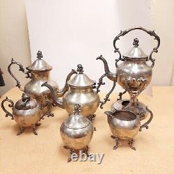 Ensemble de service de café et de thé 6 pièces par BIRMINGHAM SILVER PLATE COMPANY ANTIQUE VINTAGE