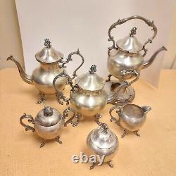 Ensemble de service de café et de thé 6 pièces par BIRMINGHAM SILVER PLATE COMPANY ANTIQUE VINTAGE