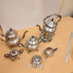 Ensemble de service de café et de thé 6 pièces par BIRMINGHAM SILVER PLATE COMPANY ANTIQUE VINTAGE