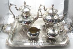 Ensemble de thé 5 pièces en argent plaqué sur cuivre MINT Vintage Birmingham Silver Co.