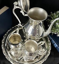 Ensemble de thé Sheridan 3 pièces avec plateau Service à thé et café vintage en argent plaqué