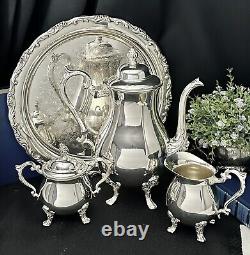 Ensemble de thé Sheridan 3 pièces avec plateau Service à thé et café vintage en argent plaqué