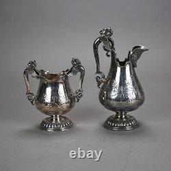 Ensemble de thé antique en argent plaqué figuratif à deux pièces C1890