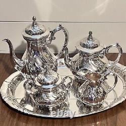 Ensemble de thé/café en argent WMF Allemagne, collection de 5 pièces, élégant, antique, rare