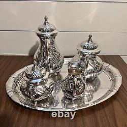 Ensemble de thé/café en argent WMF Allemagne, collection de 5 pièces, élégant, antique, rare