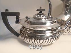 Ensemble de thé/café en argent plaqué Sheffield 3 pièces classique ANTIQUE CHELIENHAM Creamer