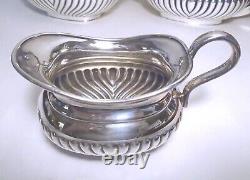 Ensemble de thé/café en argent plaqué Sheffield 3 pièces classique ANTIQUE CHELIENHAM Creamer