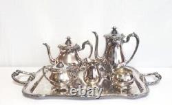 Ensemble de thé / café en argent plaqué vintage - Rogers 1881 GLENROSE-6 pièces avec plateau de service