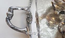 Ensemble de thé / café en argent plaqué vintage - Rogers 1881 GLENROSE-6 pièces avec plateau de service