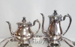 Ensemble de thé / café en argent plaqué vintage - Rogers 1881 GLENROSE-6 pièces avec plateau de service