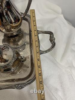 Ensemble de thé / café en argent plaqué vintage - Rogers 1881 GLENROSE-6 pièces avec plateau de service