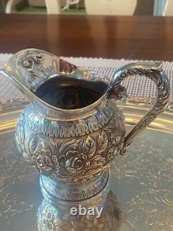 Ensemble de thé/café en argent sterling REPOUSSE 6 pièces de la compagnie KIRK & SON Co, vers 1920