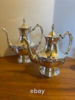 Ensemble de thé/café en argent sur cuivre Vintage Sheridan 5 pièces