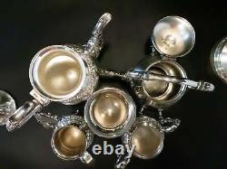 Ensemble de thé en argent vintage avec service à café et pot basculant Birmi