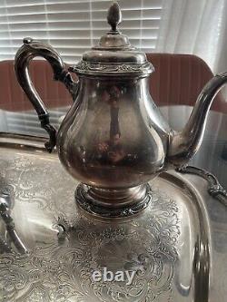 Ensemble de thé et café « Souvenir » de 1847 Roger Bros Vintage, comprenant 5 pièces avec plateau de service.